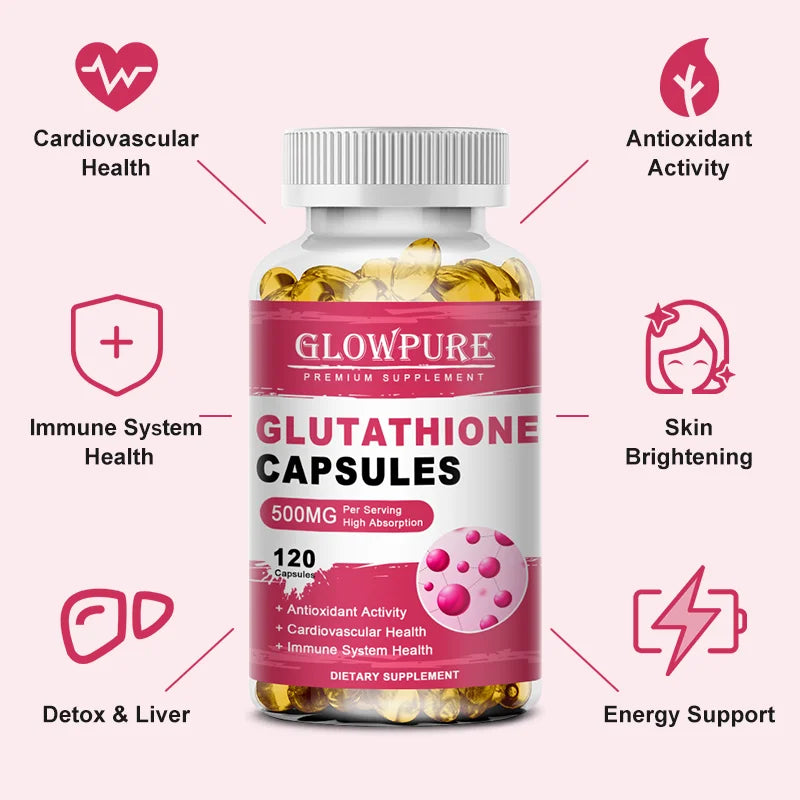 Glutathione Capsules for Skin, Detox and Immune System Support with High Absorption Formula Beauty Care Health Supplement Vegan