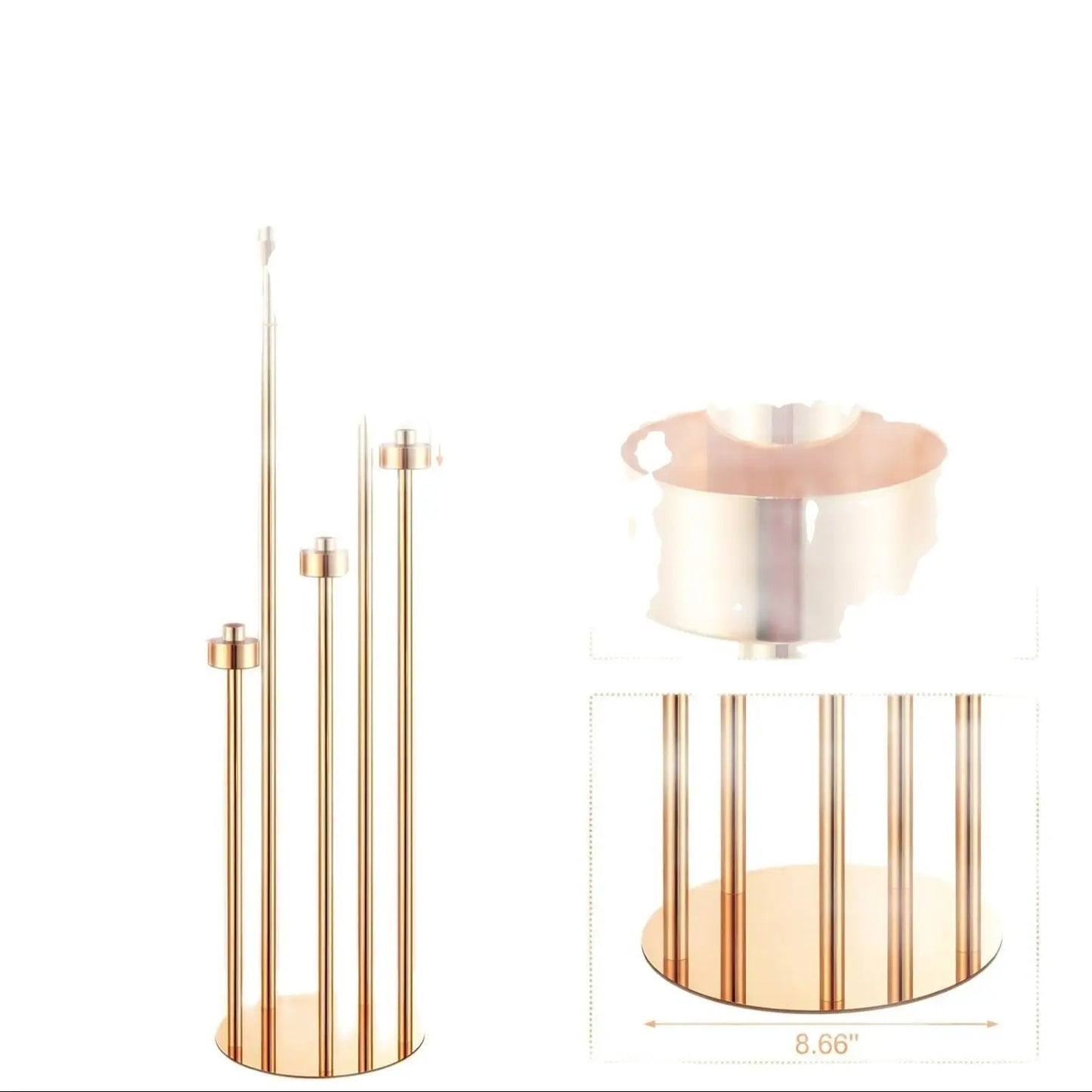 Floor Candelabra 5 Arm 42.5'' Tall Gold Candle Holder, Candelabra Centerpieces for Tables, Metal Candlestick Set with Acry