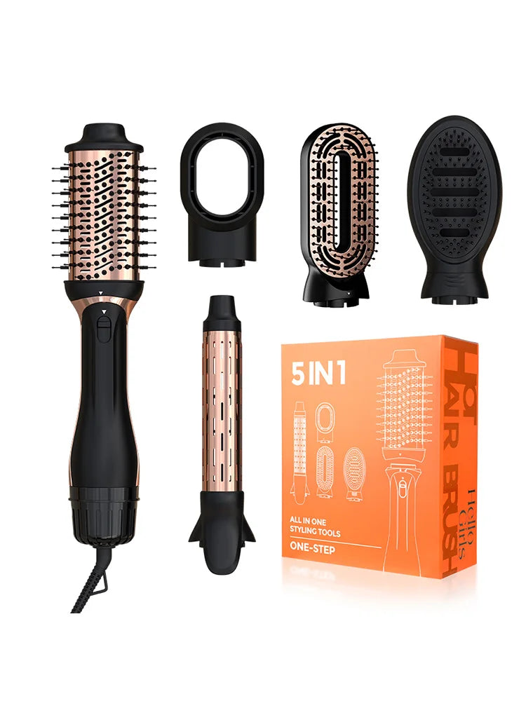 5-in-1 Multifunctional Hair Styling Tools, Hot Air Brush, Hair Dryer, Straightening Brush, Hair Curler, Straightening Brush,220V
