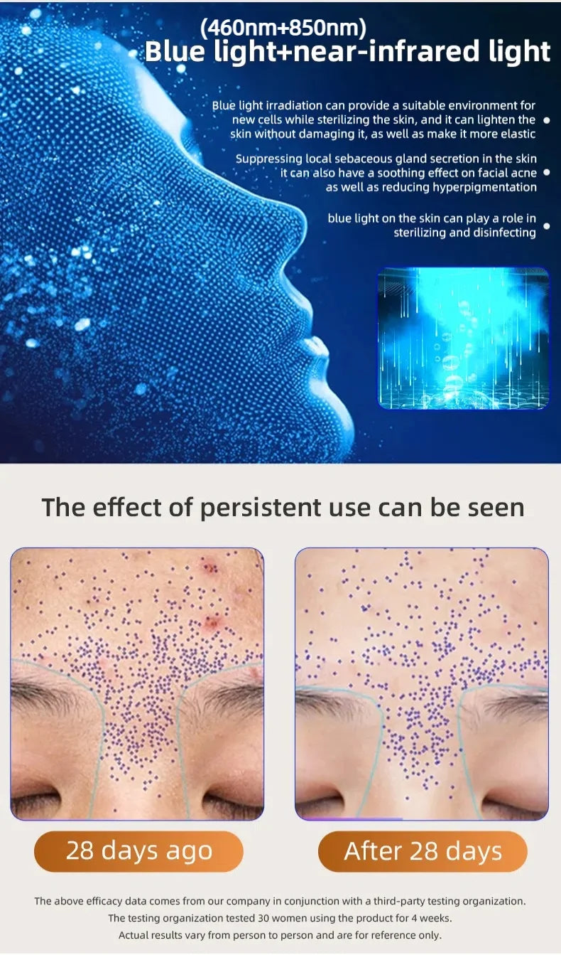 LED Photon Beauty Infrared Mask Instrument USB Electronic Mask Rejuvenation Lightens Fine Lines Brighten Skin Tone Repair Skin