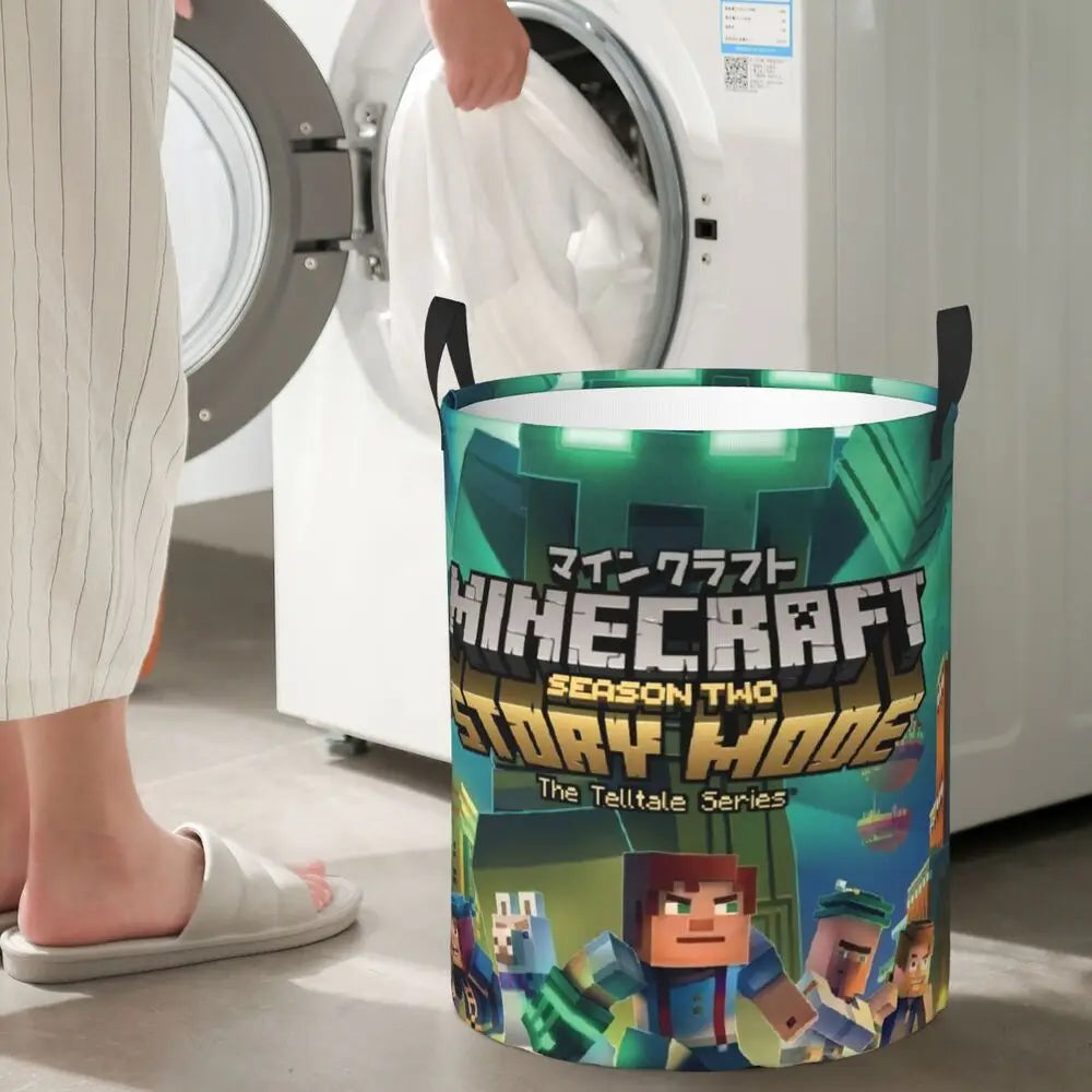 Custom Anime Game Mine C-Crafts Cartoon Laundry Hamper Large Clothes Storage Basket Toy Bin Organizer for Kids