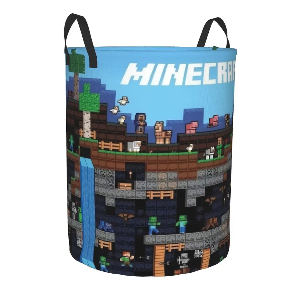 Custom Anime Game Mine C-Crafts Cartoon Laundry Hamper Large Clothes Storage Basket Toy Bin Organizer for Kids