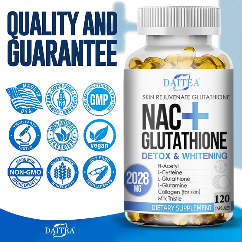 Daitea Glutathione Protein Capsules, Beautiful Skin, Antioxidant Supplement, Healthy Skin Care, Hair, Nails, Immune Support