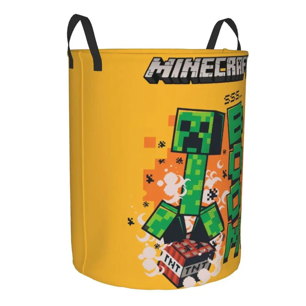 Custom Anime Game Mine C-Crafts Cartoon Laundry Hamper Large Clothes Storage Basket Toy Bin Organizer for Kids