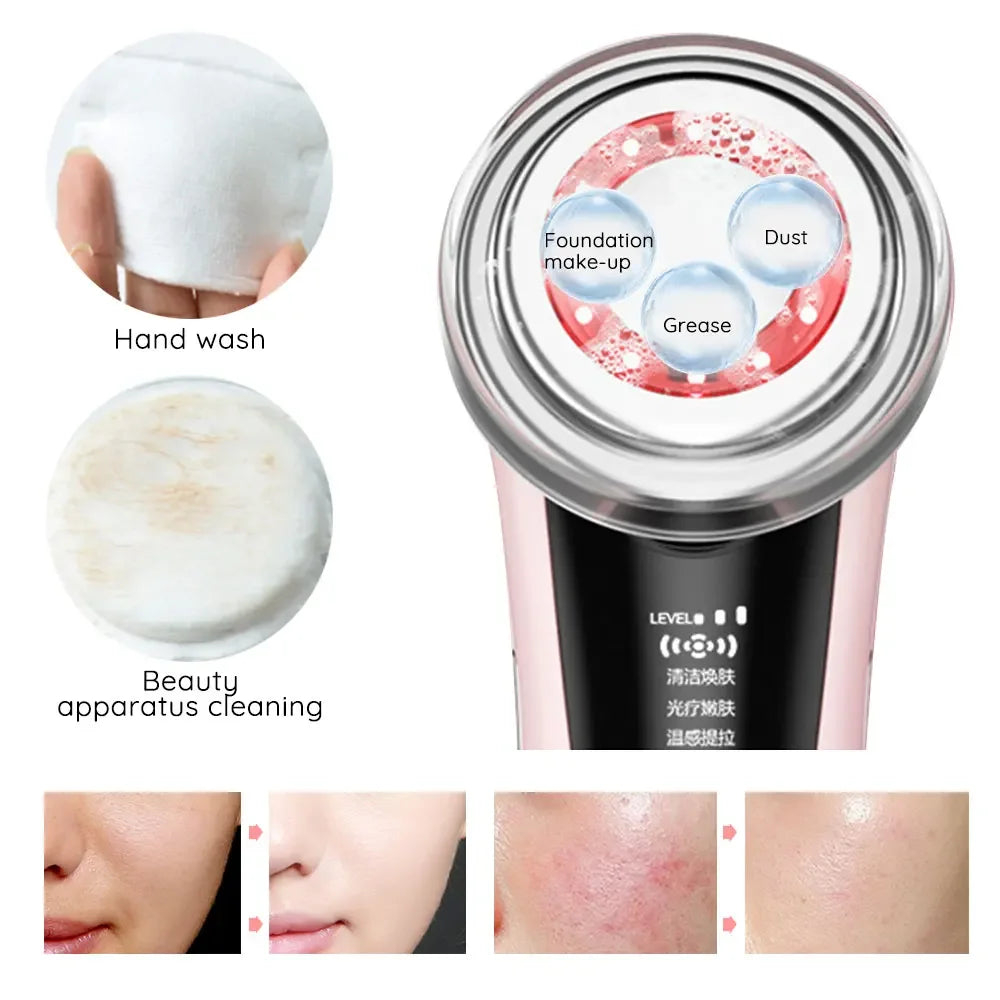 Ultrasonic Skin Scrubber Kit Vibration Face Spatula Blackhead Remover EMS LED Facial Massager Cavitation Peeling Facial Lifting