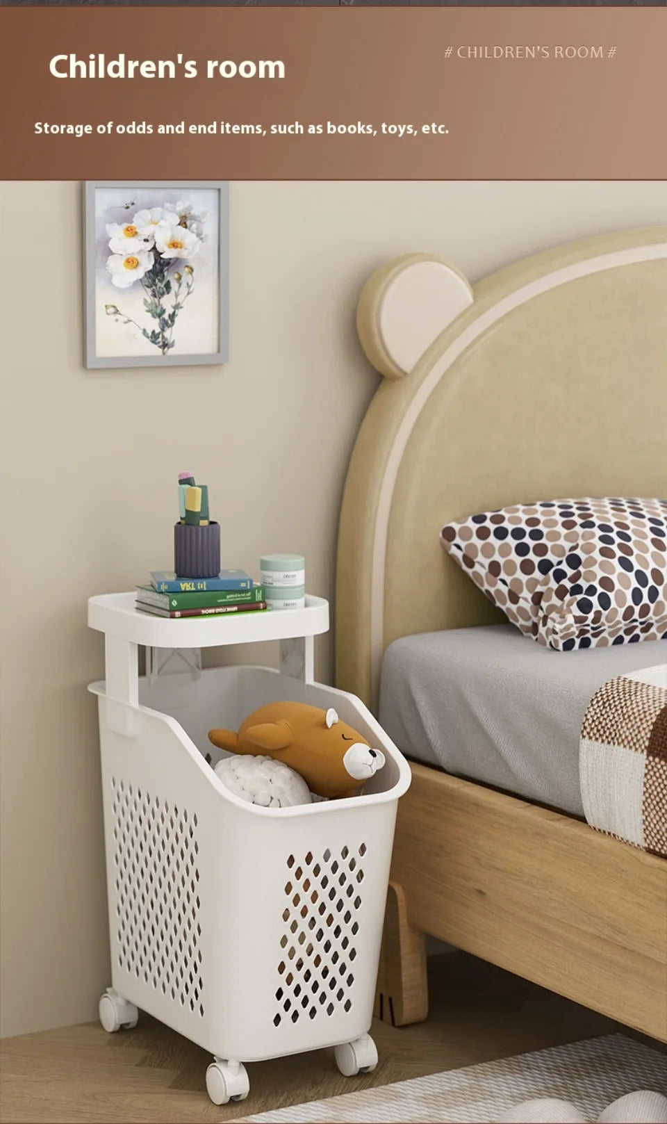 Multilayer Laundry Storage Basket Wheels Pp Plastic Laundry Baskets With Wheel Household Sundries Bathroom Toilet Storage Rack