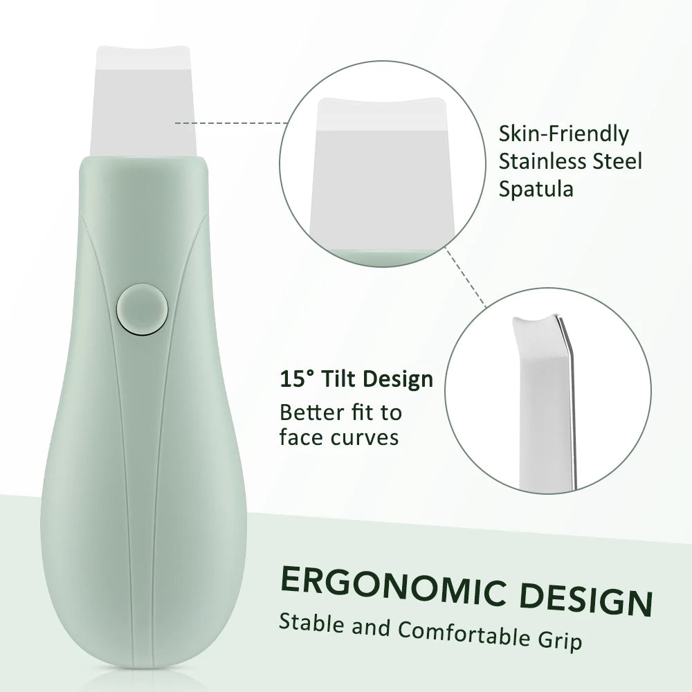 Electric Ultrasonic Skin Scrubber Vibration Face Spatula Peeling Blackhead Remover Facial Lifting Cleansing Ultrasonic Skin Care