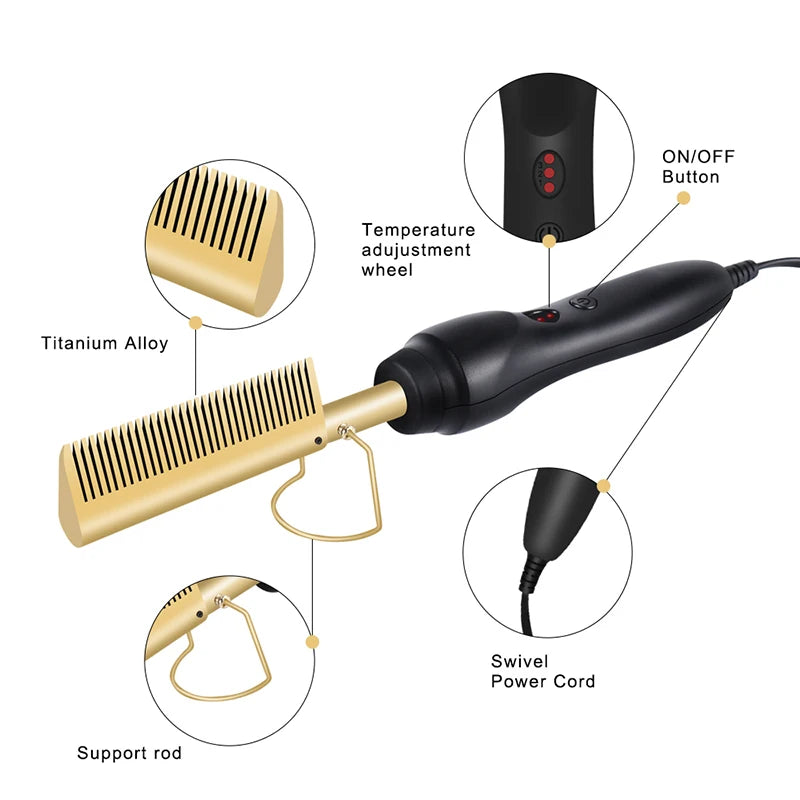 Hot Comb Straightener Electric Hair Straightener Portable Hot Comb Electric Hot Comb For Wigs