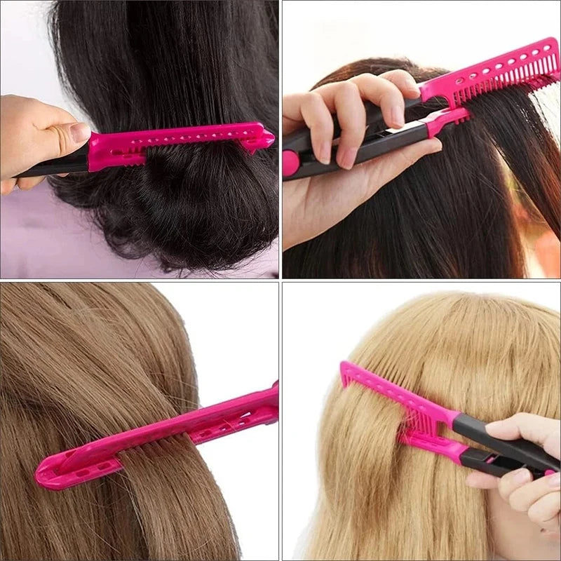 1 Piece V-shaped Straightener Hairdressing Straightening Brush Salon V Comb Straightener Styling Hair Folding Hair Styling Tool