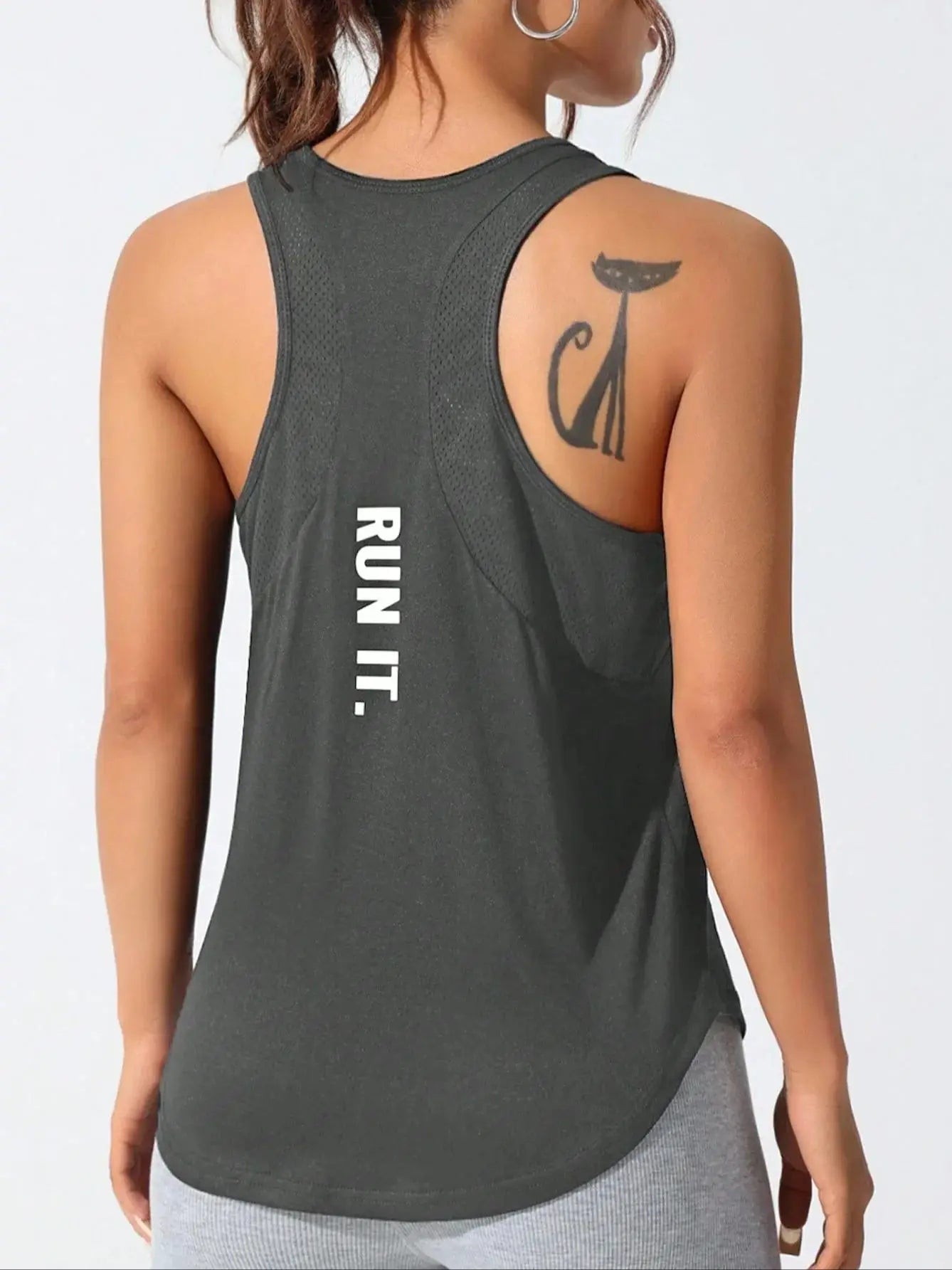 Women's running vest, special letter style, loose long top vest, a good choice for yoga running