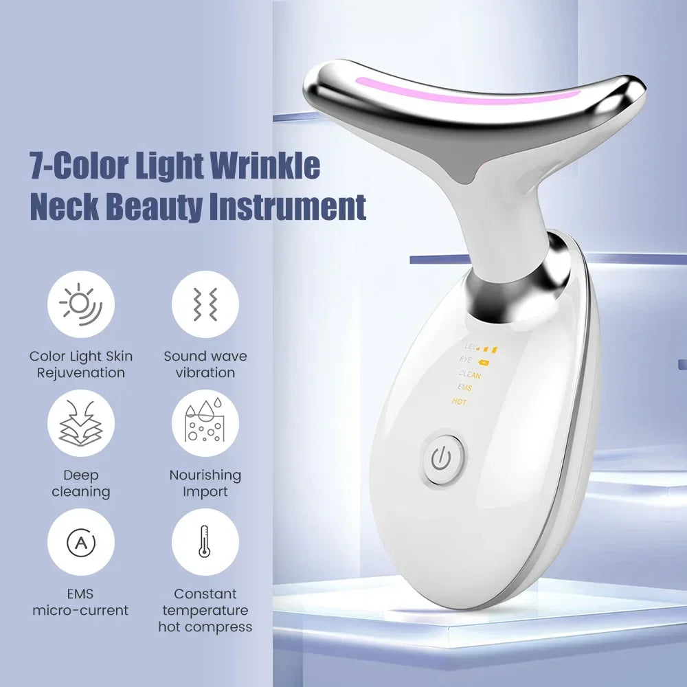 25HTFace Neck Lift Beauty Device Facial Massager LED Light Therapy Double Chin Remover Skin Rejuvenation Tightening Anti Wrinkle