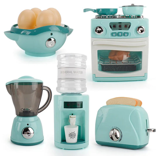 Kitchen Toys Set Kids Pretend Play Home Appliances Washing Machine Toaster Microwave Juicer Egg Cooker Girls Boys Play House Toy