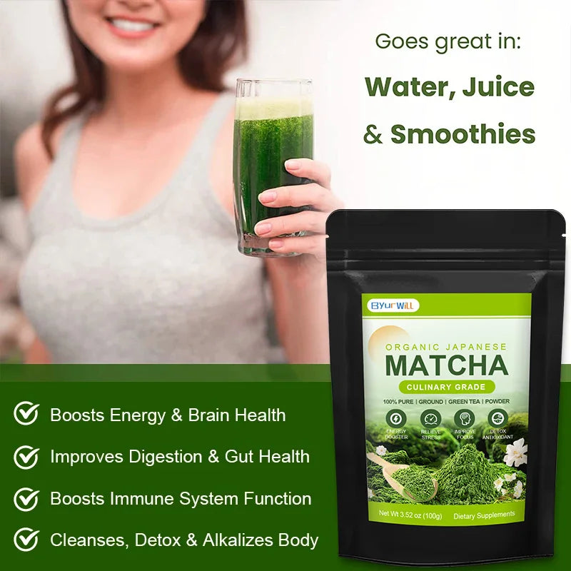 Glutathione & High Quality Pure Matcha Powder From Natural Green Tea Supports Whitening Skin, Boost Metabolism and Protect Liver