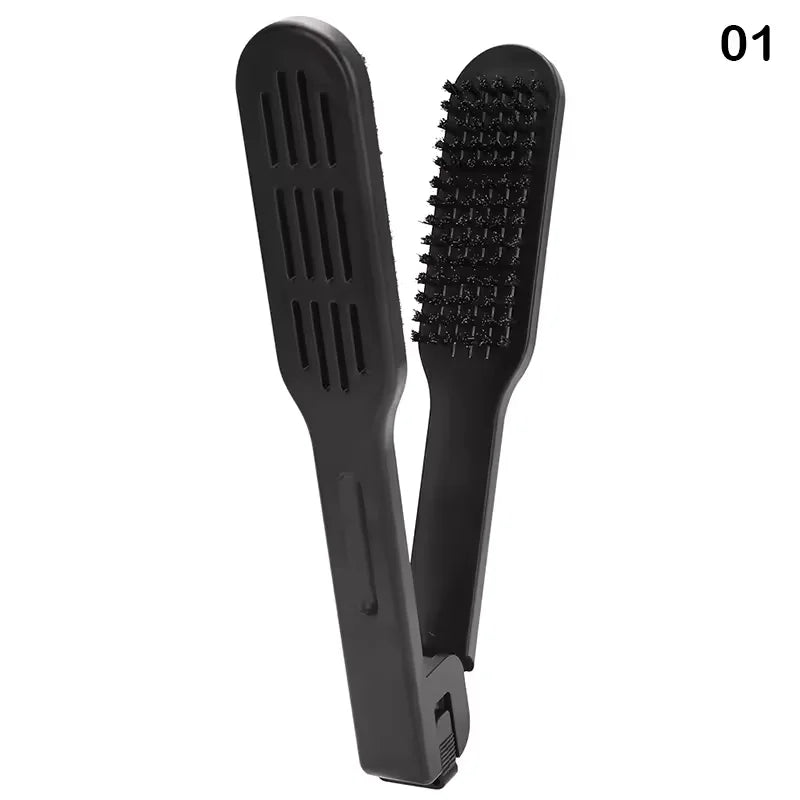 Double Sided Ceramic Hair Straightener Comb & Styling Brush Natural Wood 2 in 1 Styling Tool for Women