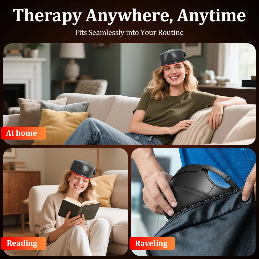 Wireless Hair Growth Laser Cap 120 Diodes 850nm 660nm 4 Levels Anti Hair Loss Stress Relief Infrared Light Relaxation Therapy