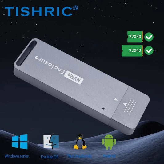 TISHRIC M.2 To USB3.1 Type A SSD NVME M2 Enclosure For 2242 Hard Disk Up To 2TB 10Gbps Single Protocol External Hard Drive Case