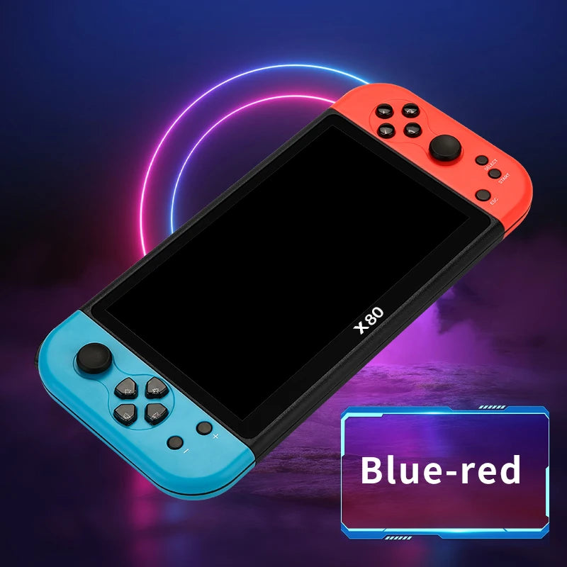 X80 Retro Handheld Game Console 7 Inch Screen HD TV Portable Game Player Built-in 16GB 10000 Games 10 Simulators for PS/PS1/MAME