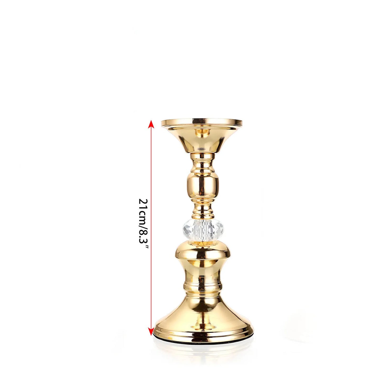 Gold Metal Pillar Candlestick Holders Vintage Pillar Candle Holders Elegant Metal Crystal Pillar Candle Stands