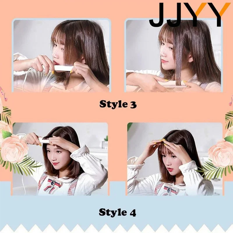 Mini Hair Curling Iron Straightener Small Electric Dual Purpose Bangs Splint for Straight Curly Hair