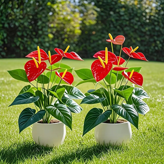 53cm 18 Heads Artificial Palm Tree Red Palm Fake Flowers Flamingo Flower Plastic Monstera For Wedding Home Garden Outdoor Decor