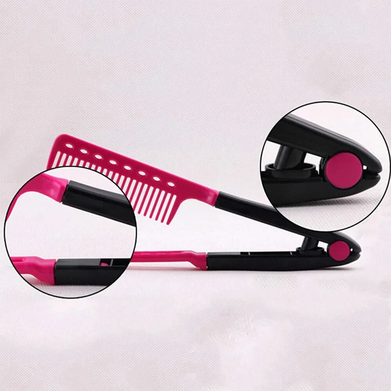 1 Piece V-shaped Straightener Hairdressing Straightening Brush Salon V Comb Straightener Styling Hair Folding Hair Styling Tool