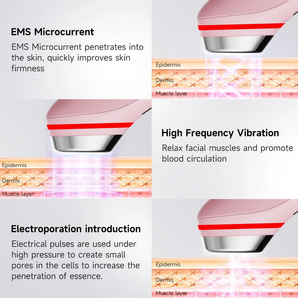 UBilli Booster Pro Led Facial Light Therapy 5 Colors Eye Beauty Wand Red Light Eye Massager for Skincare Rejuvenation Tool