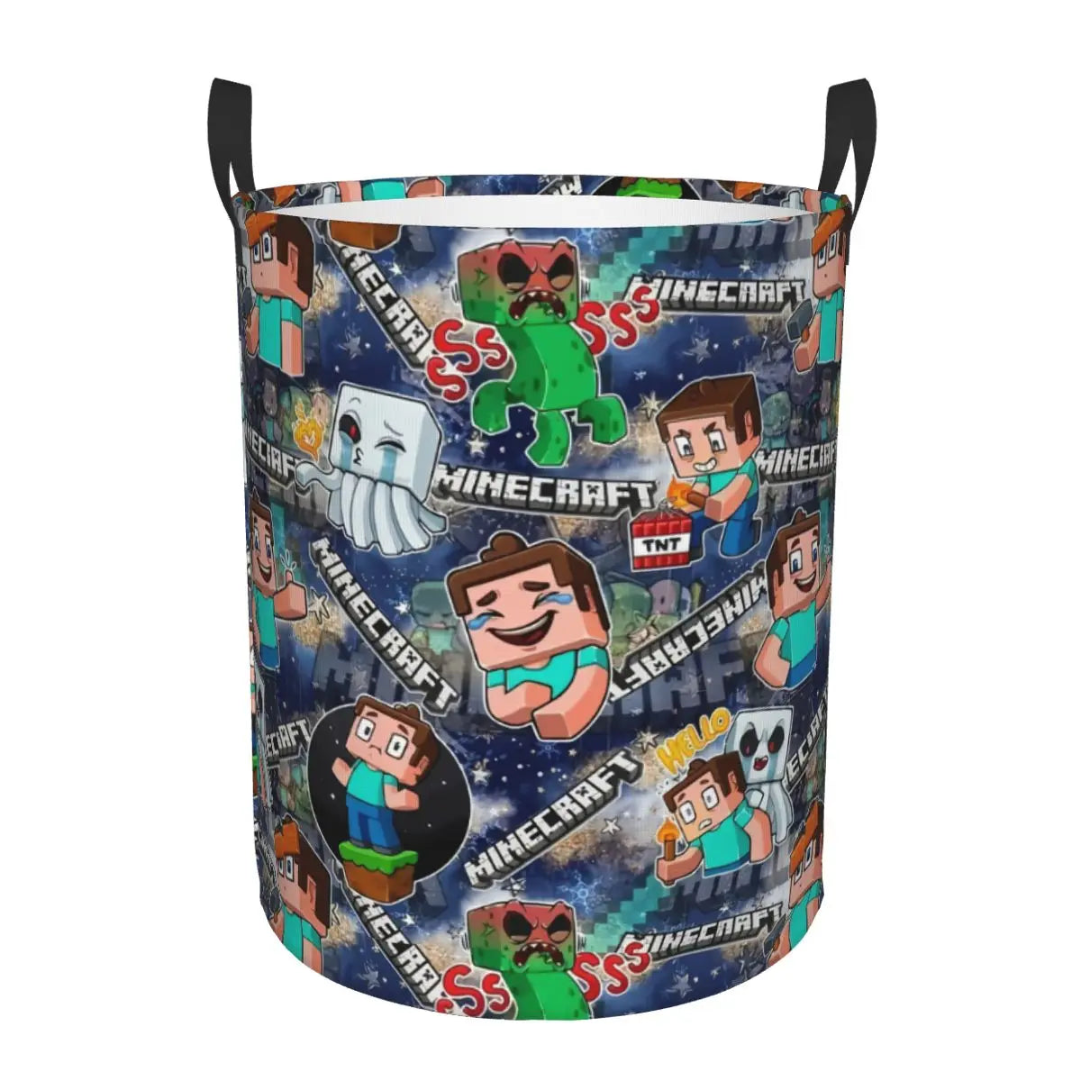 Custom Anime Game Mine C-Crafts Cartoon Laundry Hamper Large Clothes Storage Basket Toy Bin Organizer for Kids