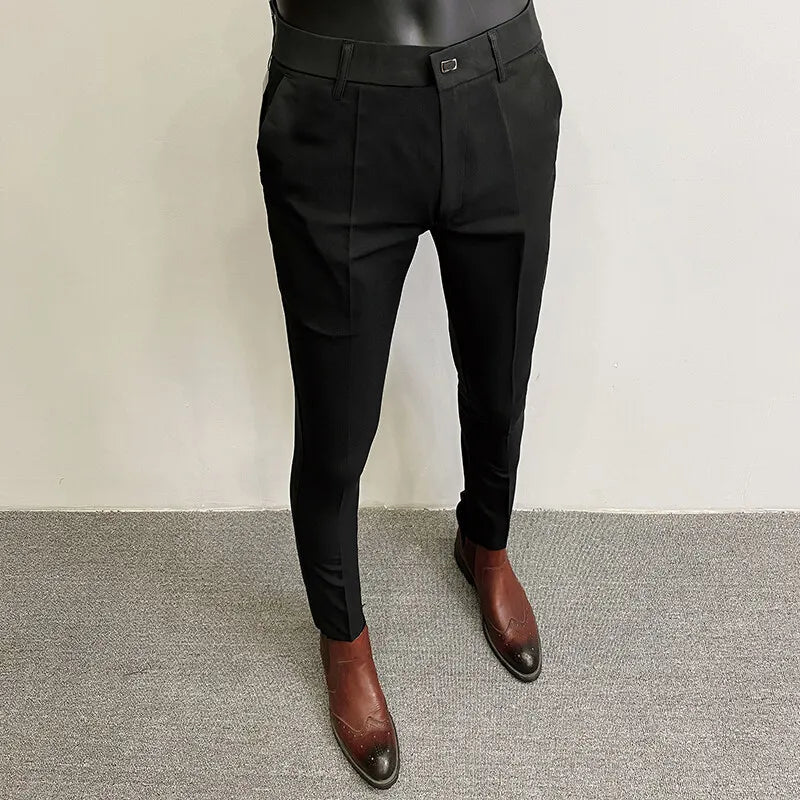 Men Suit Pants Formal Trousers Pantalone Hombre Stretch Slim Solid Color Casual Dress Full Length Pants Fashion New Men Clothing