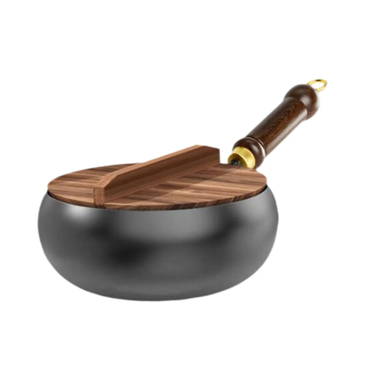 Nonstick Wok No Coating Gas Boiling Stir Fry Pan for Restaurant Camping Home Frying Pan Iron Wok with Wood Handle