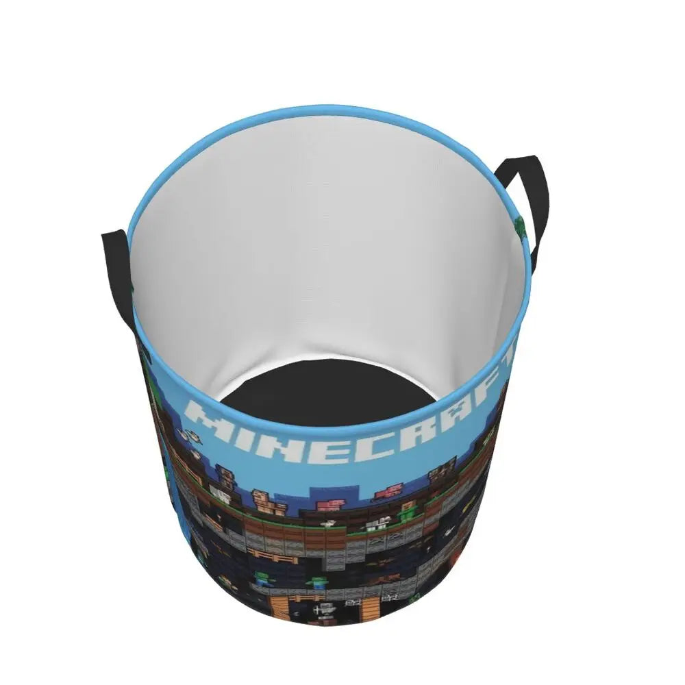 Custom Anime Game Mine C-Crafts Cartoon Laundry Hamper Large Clothes Storage Basket Toy Bin Organizer for Kids