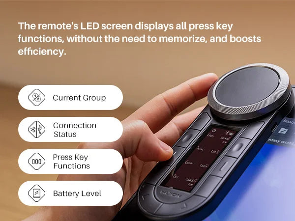 Huion Keydial Remote Mini Wireless Keyboard Dual-dial Controller Bluetooth Connect to Computer Windows macOS iPadOS iOS Android