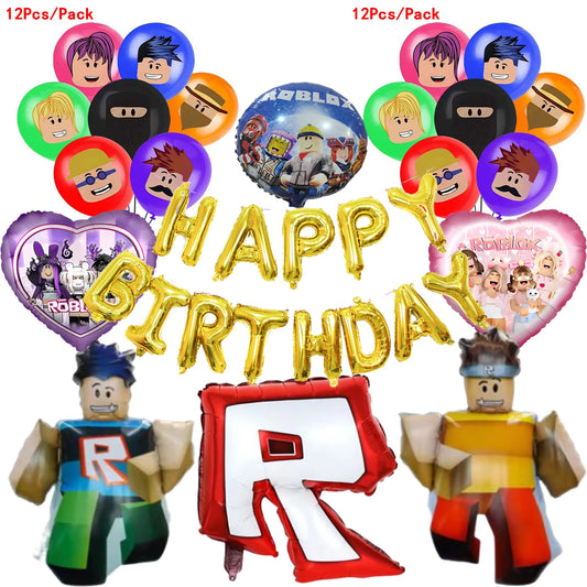 Roblox Birthday Party Balloons Latex Aluminum film Balloon Sets Baby Shower for kids Birthday Party Decorations Supplies Gifts