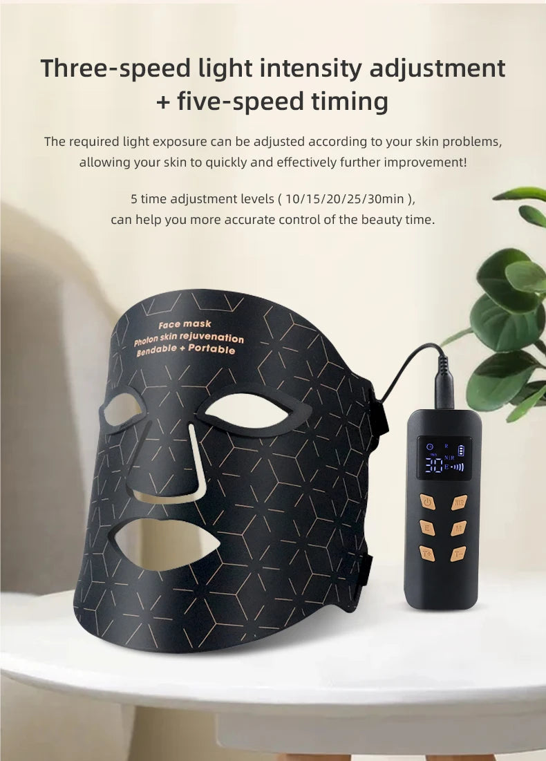 LED Photon Beauty Infrared Mask Instrument USB Electronic Mask Rejuvenation Lightens Fine Lines Brighten Skin Tone Repair Skin