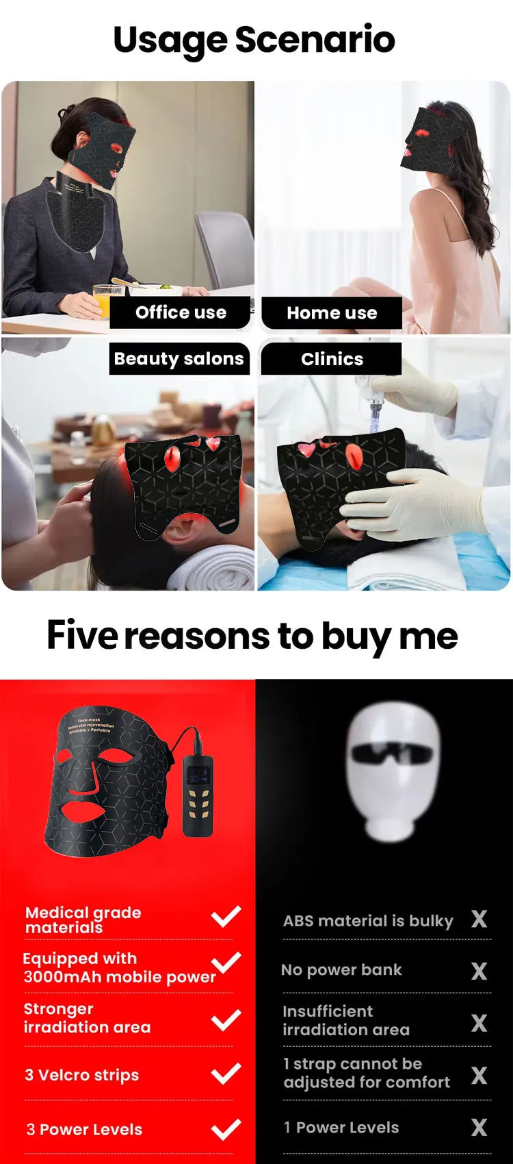 Wholesale Silicone LED Mask Face With Neck LED Photon Red Light Infrared Therapy Flexible Facial Mask Repair Skin Wireless Use