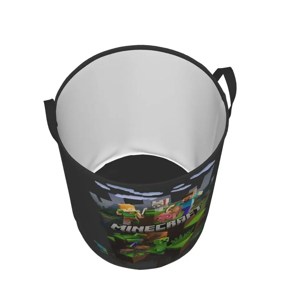 Custom Anime Game Mine C-Crafts Cartoon Laundry Hamper Large Clothes Storage Basket Toy Bin Organizer for Kids