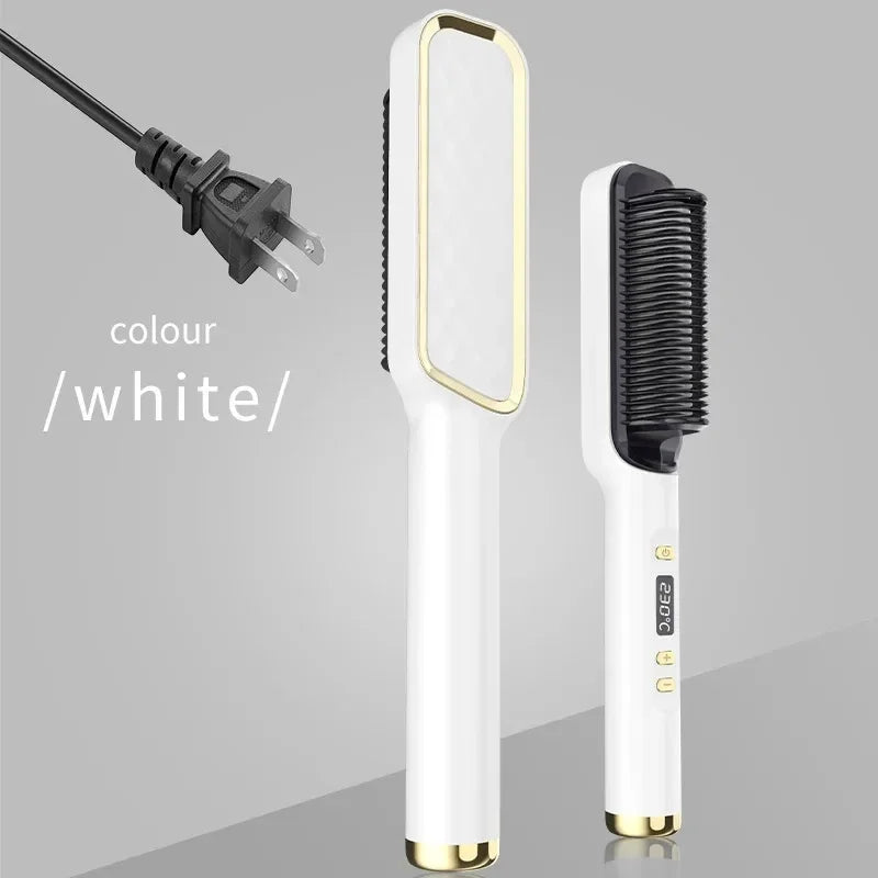 Electric Hair Straightener Brush Fast Heating Straightening Brush Hair Straightener with Anti-Scald Feature Straightener Comb