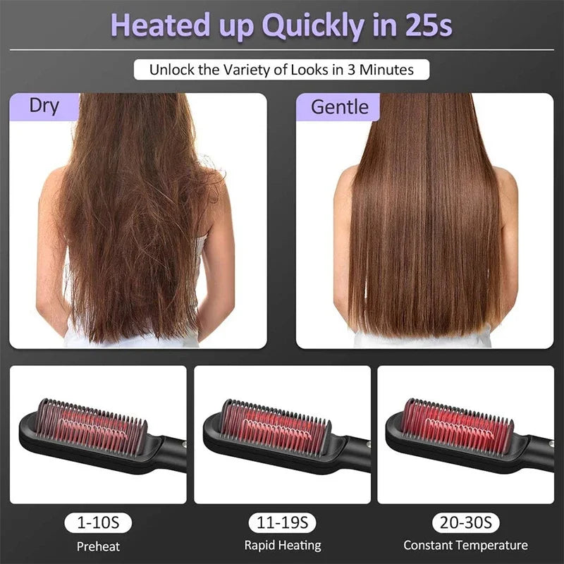 Hair Straightener Quick Heated Electric Hot Comb Hair Straightener Professional Negative Ion Hair Care Hairstyle Brush
