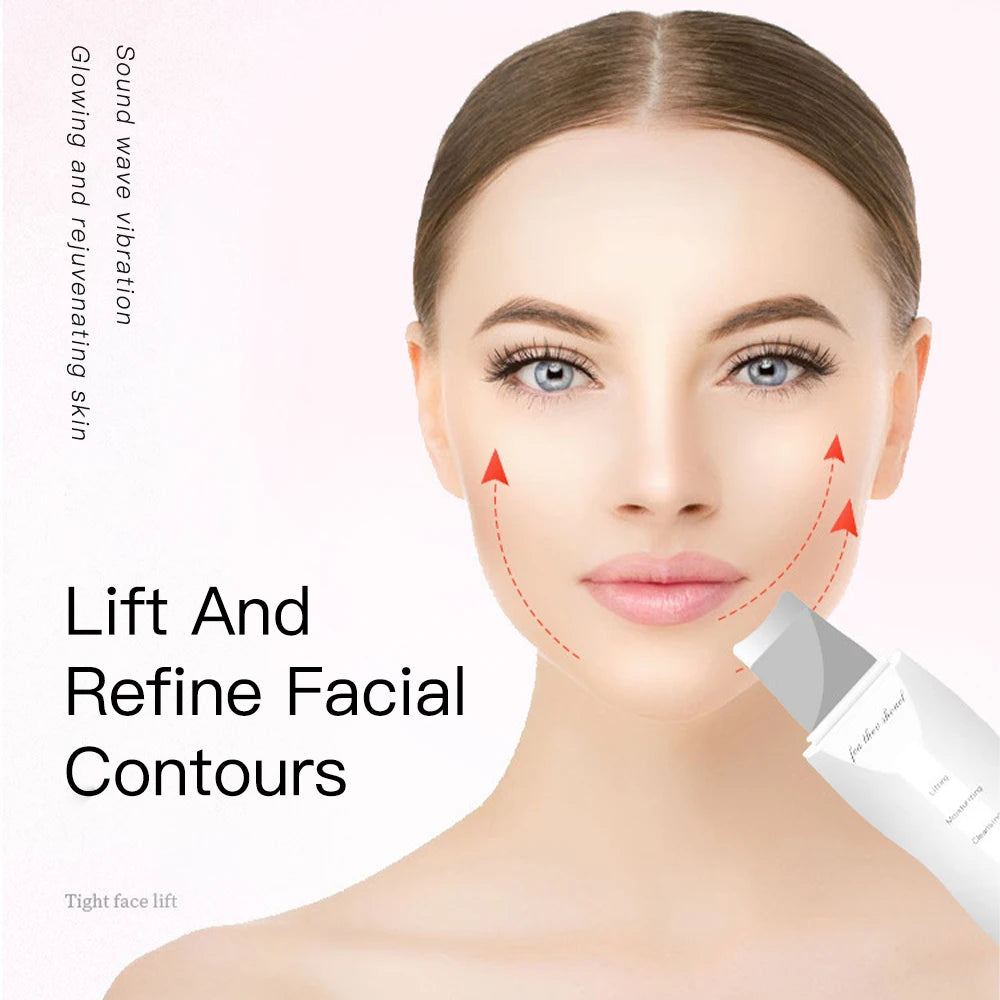 With Box Ultrasonic Skin Scrubber Vibration Face Spatula Peeling Blackhead Remover Facial Lifting Cleansing Ultrasonic Skin Care