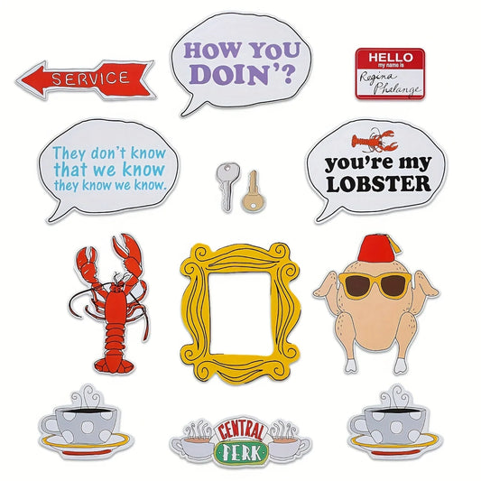 14Pcs Greetings Friends Party Supplies Birthday Photo Booth Props Kit - Happy Birthday Party Favors Supplies Bday Party Decorati