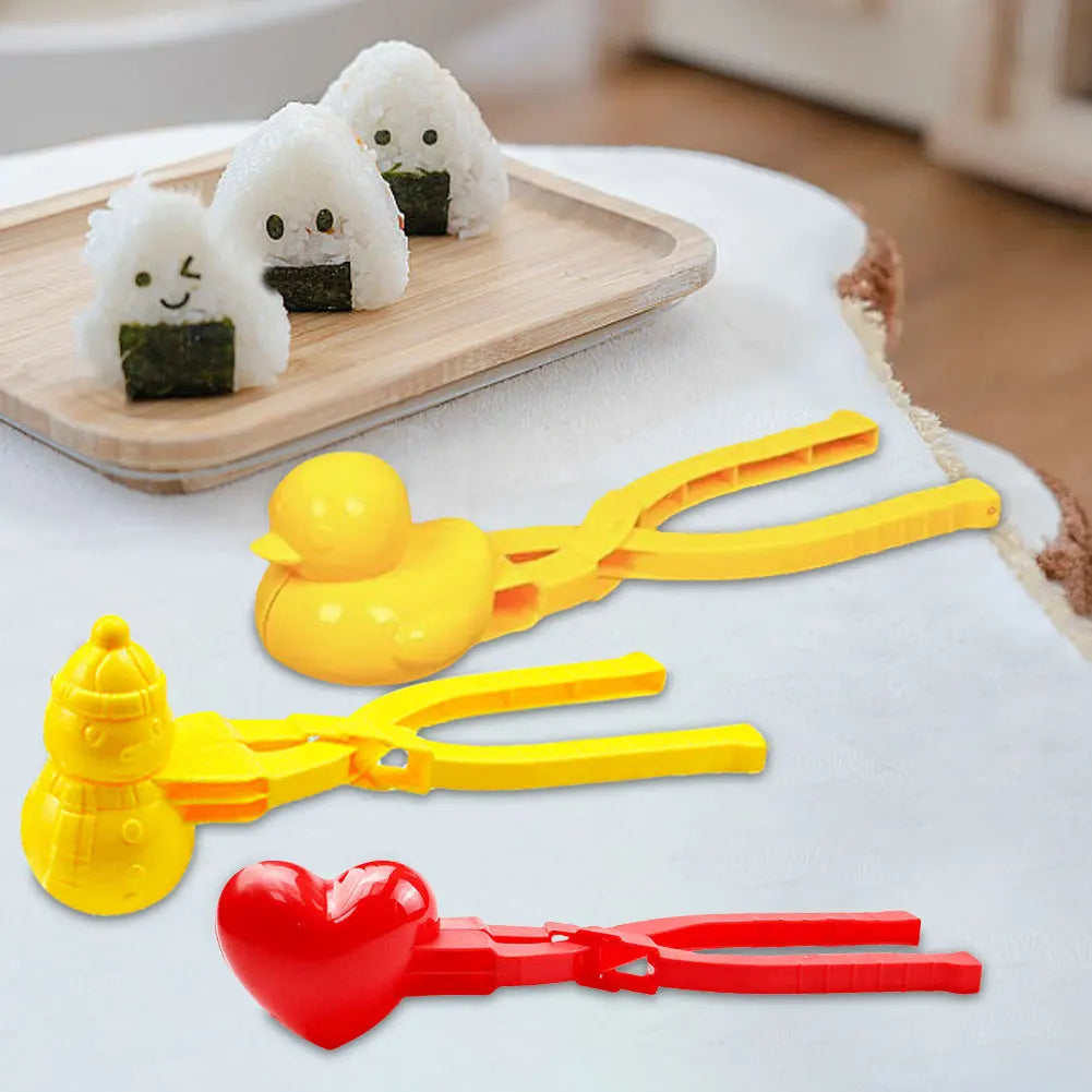 Duck Rice Mold DIY Snowball Maker Onigiri Mold with Handle Winter Snow Toys Cute Animal Rice Shaper for Kids and Adults