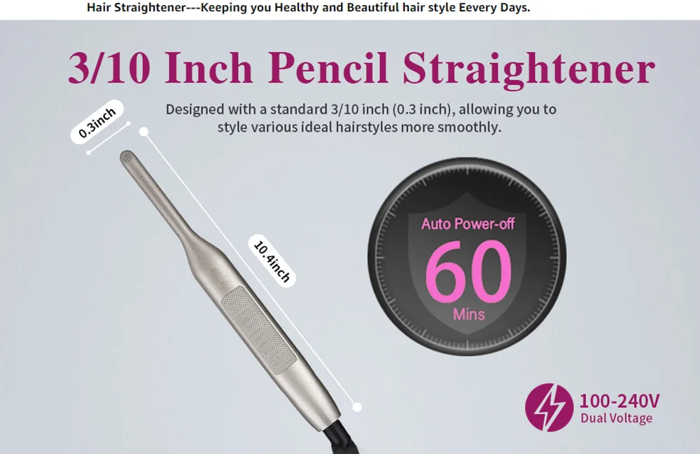 Hair Straightener Curler Professional Ceramic Coating Thinnest Plate Pencil Flat Irons For Short Hair Men's Beard Stylling Tool