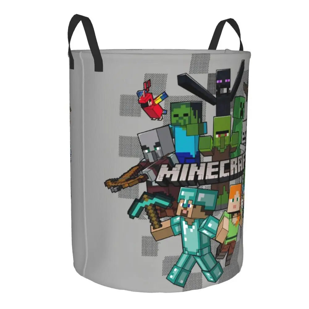 Custom Anime Game Mine C-Crafts Cartoon Laundry Hamper Large Clothes Storage Basket Toy Bin Organizer for Kids