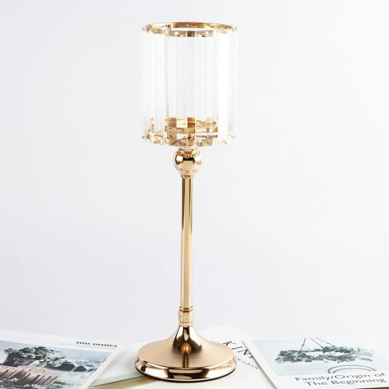Crystal Glass Candle Holders Luxury Retro Metal Candlesticks, Wedding Party, Christmas Holiday, Desktop Home Decoration, 3 Sizes