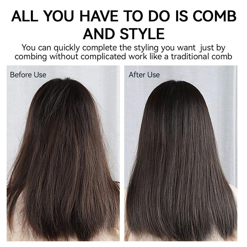 kensen Hair Straightener Brush Negative Ion USB Rechargeable Wireless Fast Heat Straight Curly Hair Styling Comb for Men Women