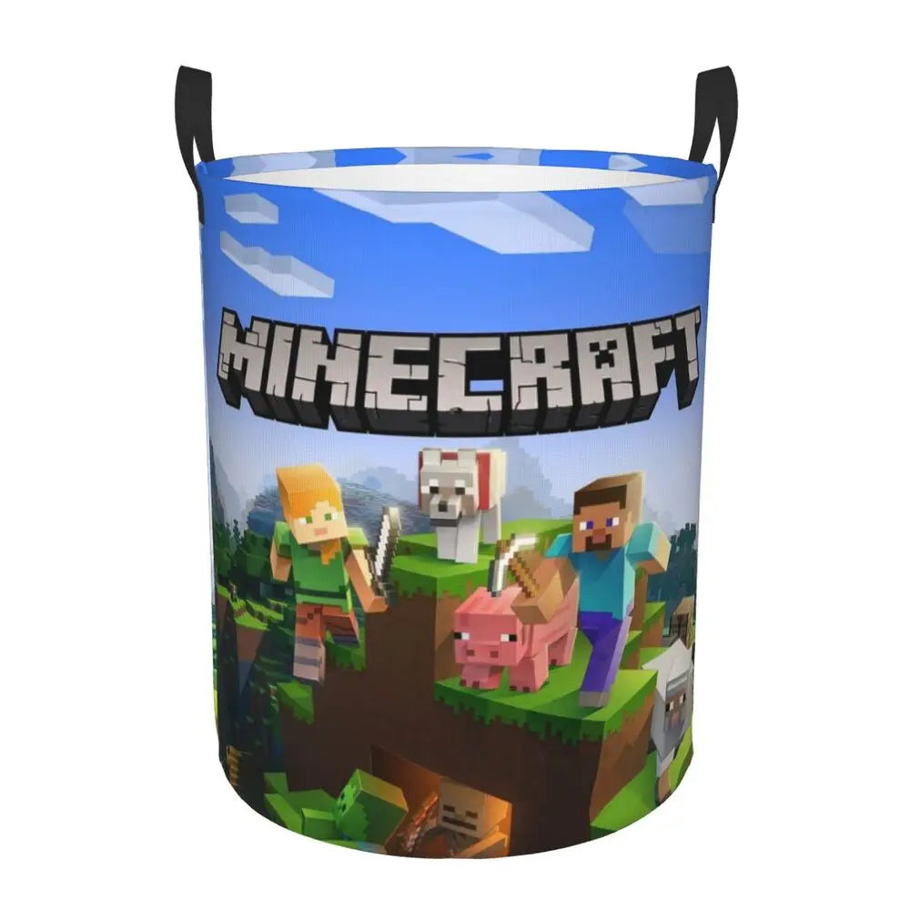 Custom Anime Game Mine C-Crafts Cartoon Laundry Hamper Large Clothes Storage Basket Toy Bin Organizer for Kids