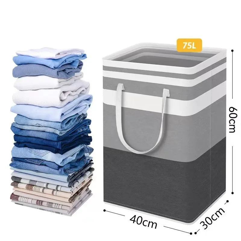 75L New Waterproof Fabric Laundry Basket Simple Clothes Sundries Storage Box Foldable Bag Large Capacity Laundry Basket