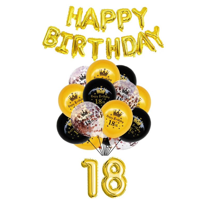 18th Birthday Party Decorations Black Plates Tableware Napkins For Kid Boys Girls Happy Birthday 18th Birthday Balloons Supplies