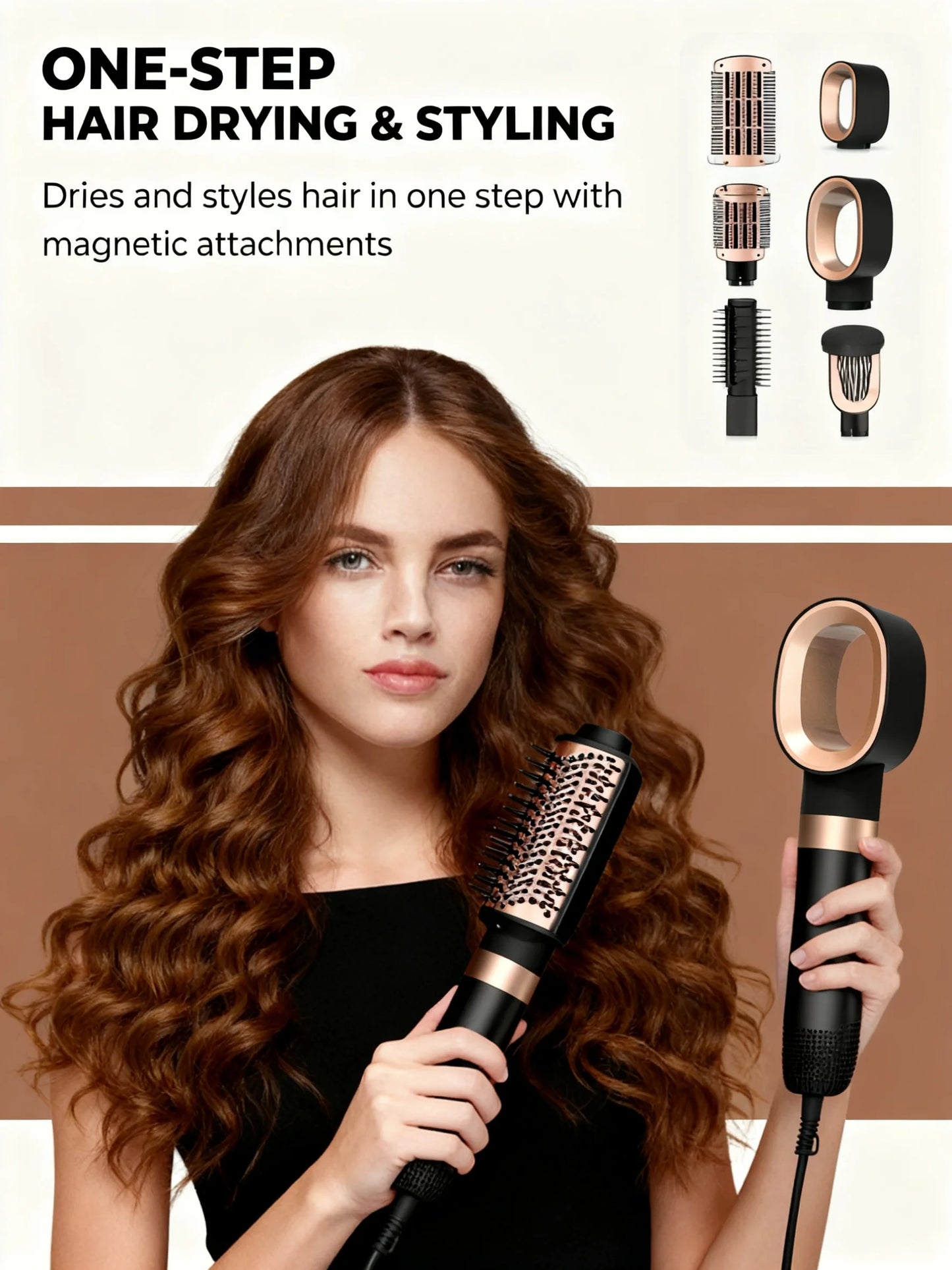 5-in-1 Multifunctional Hair Styling Tools, Hot Air Brush, Hair Dryer, Straightening Brush, Hair Curler, Straightening Brush,220V