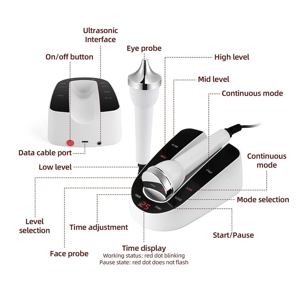 Ultrasound Skin Care Beauty Machine High Frequency Face Eye Massager Face Lifting Facial Clean SPA Ultrasonic Beauty Device