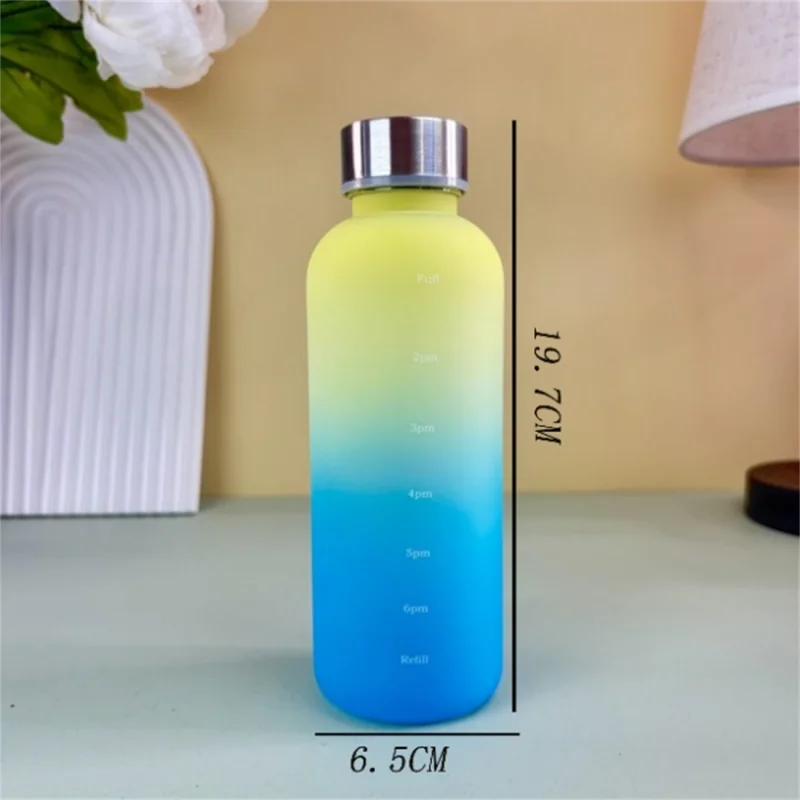 550ml Bottle With Time Marker Motivational Reusable Fitness Sports Outdoors Travel Leakproof BPA Free Frosted Plastic